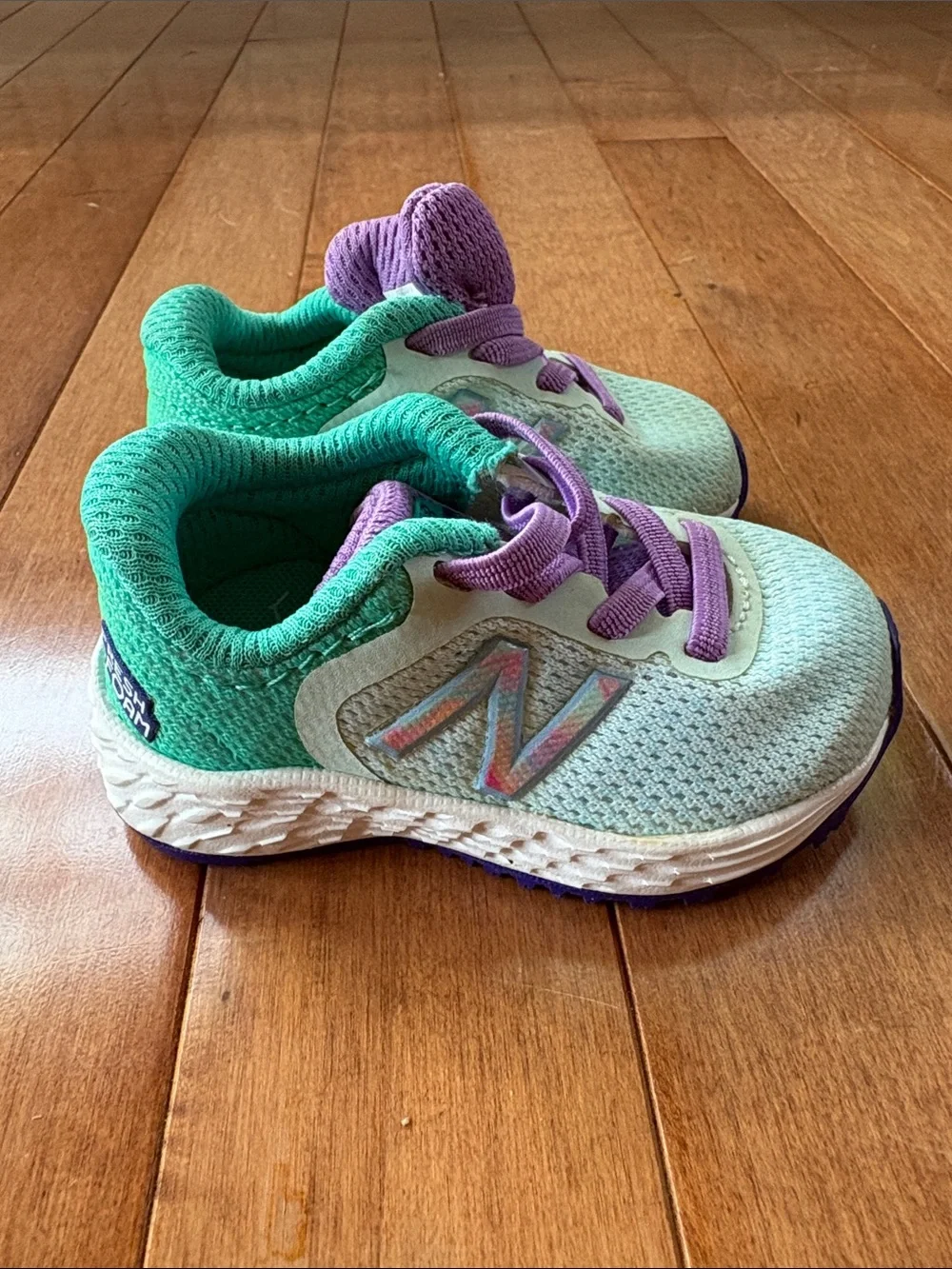 New Balance Kids Mint Green & Purple Athletic Sneakers